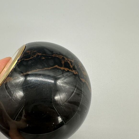 Marble Ball Desk Clock Infinity Japan Movt Paperweight Black/Brown - Picture 3 of 9